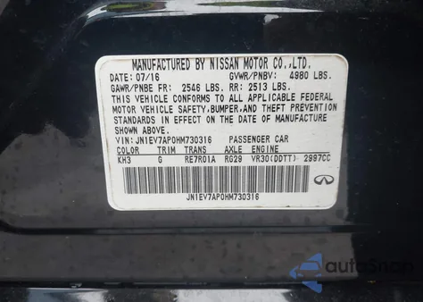 2017 Infiniti Q50 Premium/Sport/Se from USA, damaged, VIN JN1EV7AP0HM730316